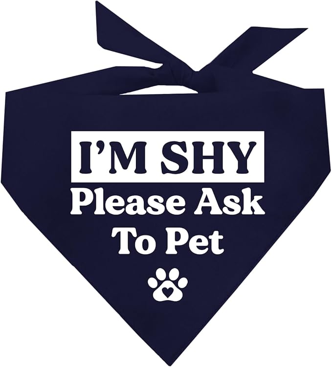 I'm Shy Please Ask to Pet Dog Bandana (Navy, OS 590)