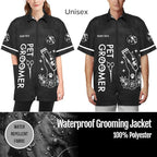 Custom Pet Grooming Jackets with Logo Text, Personalized Dog Salons Groomer Smocks, Unisex Waterproof Workwear