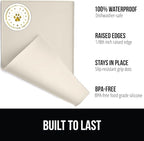 GORILLA GRIP 100% Waterproof Raised Edge BPA Free Silicone Pet Feeding Mat, Dog Cat Food Mats Contain Spills Protects Floors, Placemats for Cats and Dogs Water Bowl, Pets Accessories 32x24 Cream