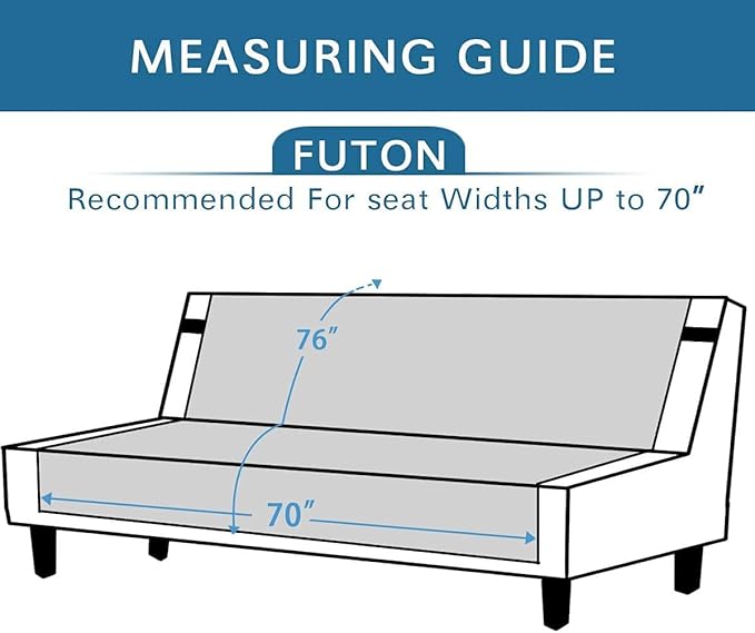 H.VERSAILTEX Futon Cover Reversible Sofa Slipcover Furniture Protector Water Resistant 2 Inch Wide Elastic Straps Sofa Bed Pets Kids Dog Cat Fit Sitting Width Up to 70"(Futon, Light Grey/Beige)