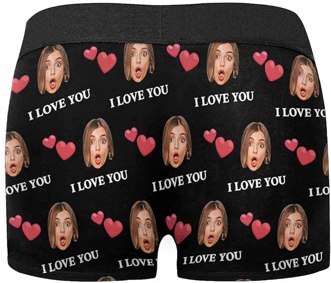 M YESCUSTOM Custom Faces Funny Short Briefs Gift for Husband Underwear
