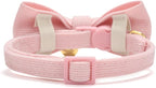 2 Pack Soft Corduroy Cat Collars with Bow Tie & Bell, Adjustable Breakaway Cotton Kitty Bowtie Collar for Girl Boy Kitten (Pink & Blue)