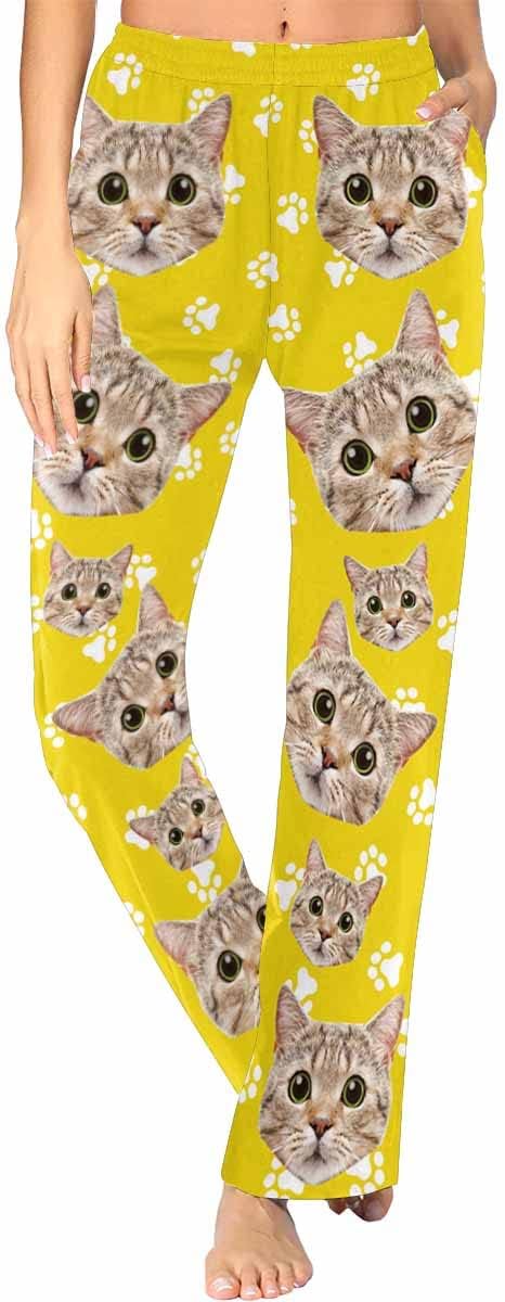 FunStudio Personalized Pajama Pants for Women Custom Photo Face Printed Pajama Bottoms with Pockets
