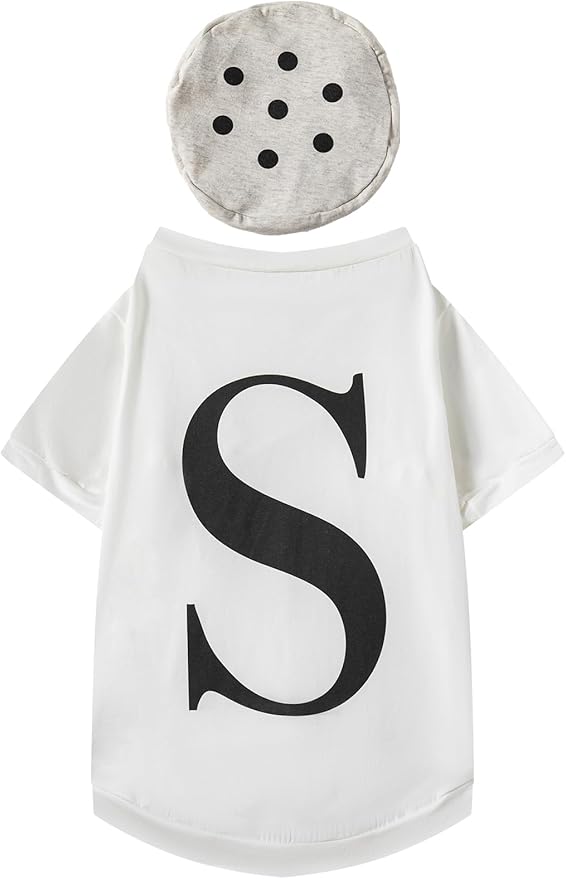 Salt and Pepper Dog Costume Halloween Pet Dog Cosplay Salt & Pepper Theme Costume (White, XX-Large)