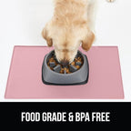 GORILLA GRIP 100% Waterproof Raised Edge BPA Free Silicone Pet Feeding Mat, Dog Cat Food Mats Contain Spills Protects Floors, Placemats for Cats and Dogs Water Bowl, Pets Accessories 16x10, Pink