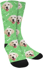 MyPupSocks Custom Personalized Photo Pet Face Socks, Cat and Dog Tracks Paws Bones Crew Socks with Picture for Men Women
