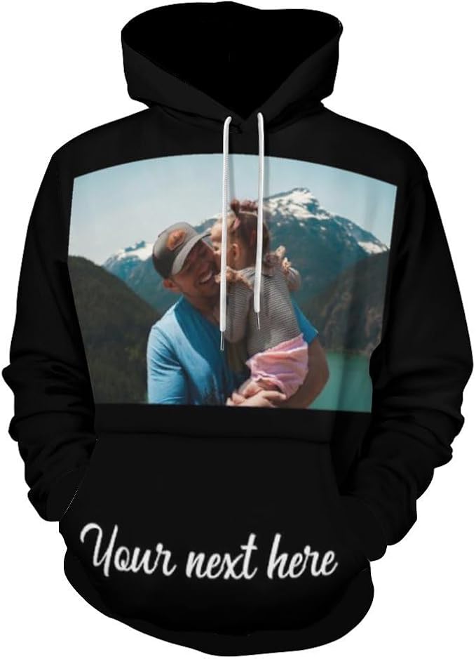 Artsadd Custom Face Unisex athletic Pockets Sweatshirt Loose Hoodie Custom Christmas Long Sleeve Sweatshirt Hooded Pullover