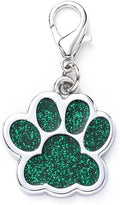 Cute Personalized Pet Name Tags - Glitter Custom Pet ID, Dog ID Tags Engraved, Paw-Shaped Small: Green