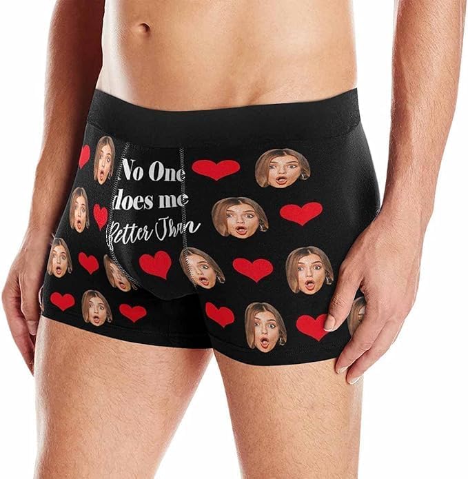 M YESCUSTOM Custom Faces Funny Short Briefs Gift for Husband Underwear