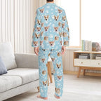 Custom Face Pajamas for Women Men,Personalized Dog Cat Pet Pajamas Set,Christmas Long Sleeve Sleepwear Pjs