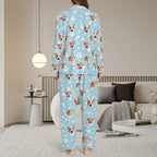 Custom Face Pajamas for Women Men,Personalized Dog Cat Pet Pajamas Set,Christmas Long Sleeve Sleepwear Pjs