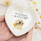 Gossby Custom Pet Portrait Watercolor Heart Ring Dish - Personalized My Humans Are Getting Married Ceramic Jewelry Tray - Engagement, Wedding Gift for Fiancee, Bride, Newlyweds, Couple, Dog Lover