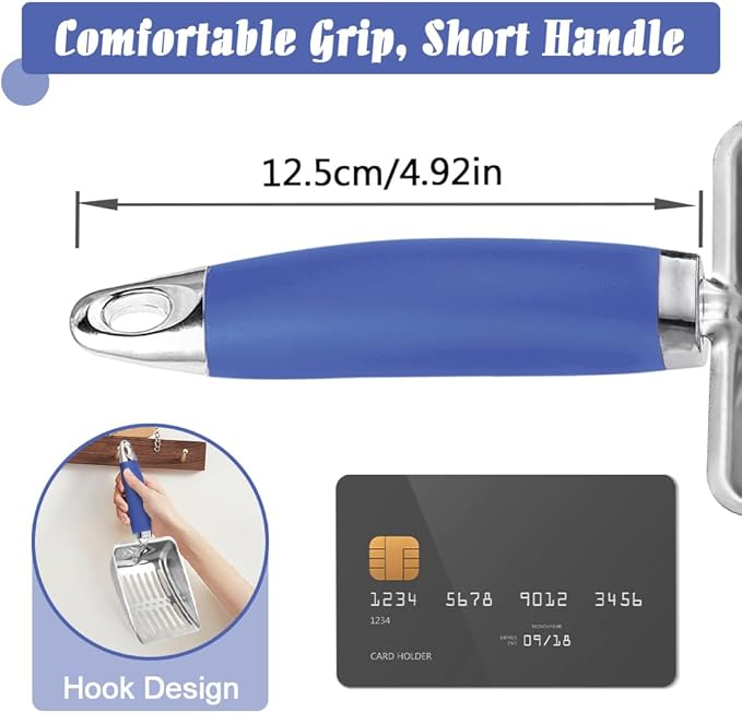 Cat Litter Scoop -Stainless Steel Metal Cat Litter Scoop-Sturdy Mesh Scooper - Mesh Shovel-Easy to Clean - Suitable for Cat Litter Box -Navy Blue