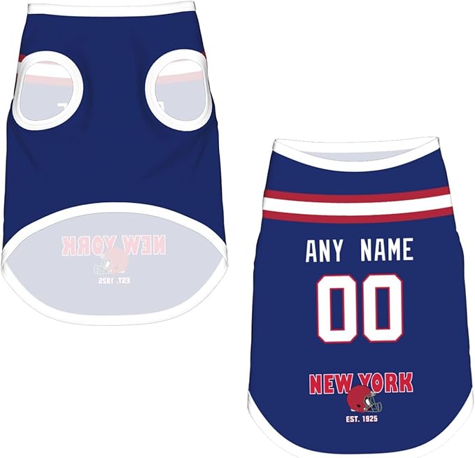 New York Dog Clothes Jersey Pet Jersey Customized Any Name & Number S-5XL for Small Middle and Big Dogs