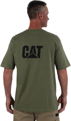 CAT Men's Trademark T-Shirts with Shape-Retention Rib Trim Spandex, Tagless Neck, and Cat Logo on Left Chest