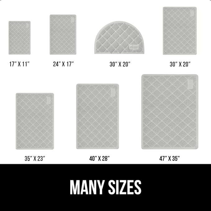GORILLA GRIP Cat Litter Box Mat, 40x28, Water Resistant, US Designed Kitty Litter Trapping Mats, Easy to Clean, Scatter Control, Less Mess and Clean Floors, Kitten Supplies for Indoor Cats, Light Gray