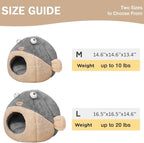Cat Beds for Indoor Cats - Cat Bed Cave with Removable Washable Cushioned Pillow,2 in 1 Super Soft cat Tent for Kitten and Small Cats, Lively Pufferfish Animal-Shape & Furniture, Grey Multiple Sizes