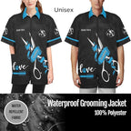Custom Pet Grooming Jackets with Logo Text, Personalized Dog Salons Groomer Smocks, Unisex Waterproof Workwear