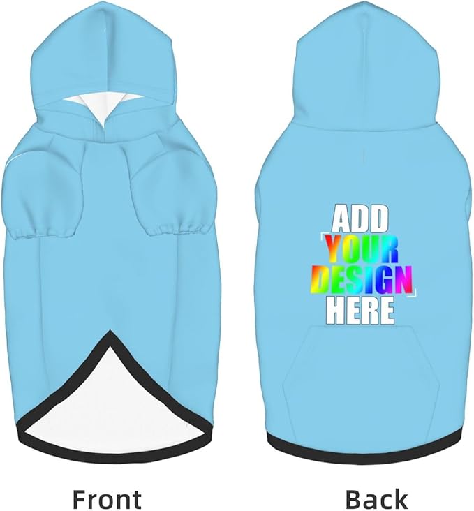 Personalized Dog Hoodie, Custom Dog Sweatshirt with Pocket, Customized Hoodie for Dogs, Puppy, Cat,XXL, Sky-Blue