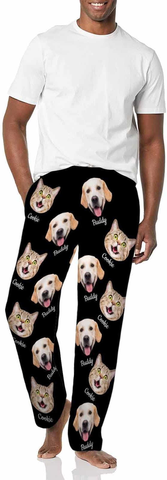 MyPupSocks Custom Pajama Pants for Pet Lover, Personalized Photo Face Printed Pajama Bottoms Sleepwear with Pockets