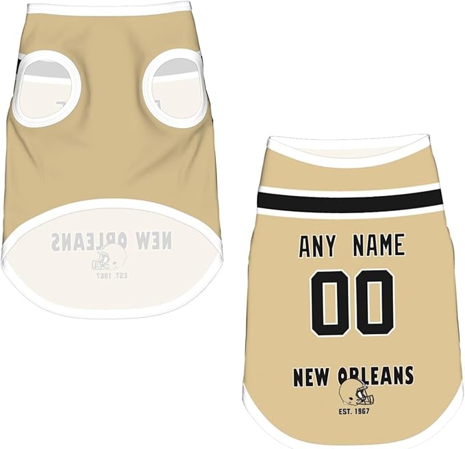 New Orleans Dog Clothes Jersey Pet Jersey Customized Any Name & Number S-5XL for Small Middle and Big Dogs