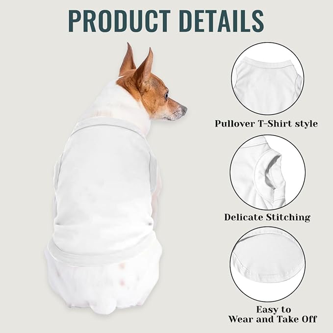 Custom Dog Shirt Pet Clothes Breathable Shirts for Small to Large Dogs Customized Name Logo Photo Puppy Outfits Personalized Sleeveless Vest Pets Apparel White, M