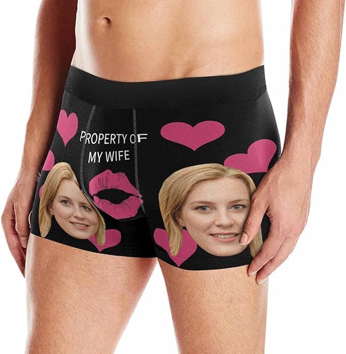 M YESCUSTOM Custom Faces Funny Short Briefs Gift for Husband Underwear