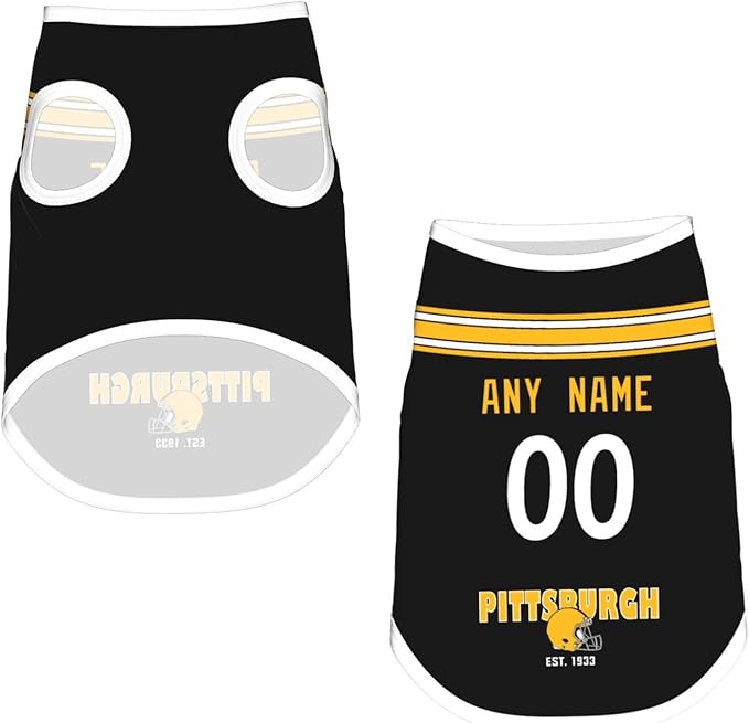 Pitsburgh Dog Clothes Jersey Pet Jersey Customized Any Name & Number S-5XL for Small Middle and Big Dogs
