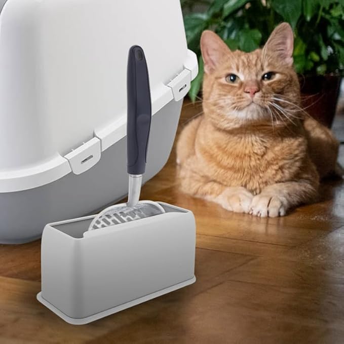 POPETPOP Durable Cat Litter Scoop Holder- Universal Litter Scooper Stand for Easy Cleaning and Storage, Plastic Cat Litter Scoop Stand for Cat Litter Box Accessories