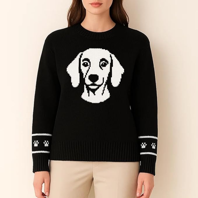 Custom Dog Knit Sweater for Women Personalized Pet Paw Print Pullover Dog Mom Gift Christmas for Pet Lovers