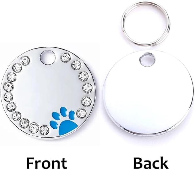 Personalized Dog/Cat Cute Paw Pet ID Tag with Unique Laser Engraving Name and Phone Number for Pet Collar or Key Chain (Blue)