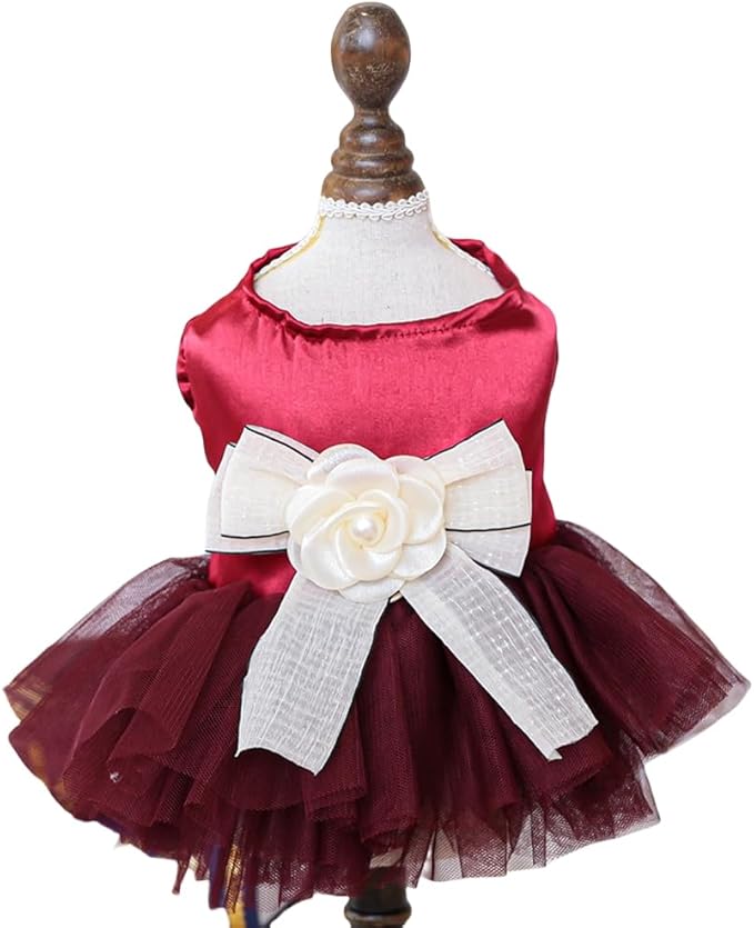 Fashion Sweet Puppy Dog Blingbling Princess Skirt Pet Dog Lace Cake Camisole Tutu Dress J-red M