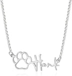Personalized Cute Dog Cat Paw Name Necklace Forever Love Custom Heart Pendant Pet Name Necklace Gift for Pet Lovers