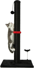 MECOOL Cat Scratching Post Premium Sisal Scratch Posts with Hanging Ball Vertical Scratcher for Indoor Cats and Kittens,Black