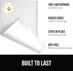 GORILLA GRIP 100% Waterproof Raised Edge BPA Free Silicone Pet Feeding Mat, Dog Cat Food Mats Contain Spills Protects Floors, Placemats for Cats and Dogs Water Bowl, Pets Accessories 32x24 White