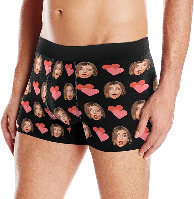 M YESCUSTOM Custom Faces Funny Short Briefs Gift for Husband Underwear