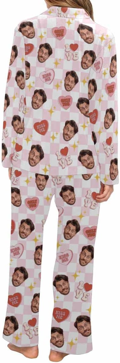 Artsadd Personalized Pajamas with Faces for Women Men Custom Christmas Pajamas Gifts for Family Couple, Funny Photo Pjs