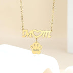 Personalized Cute Dog Cat Paw Name Necklace Forever Love Custom Heart Pendant Pet Name Necklace Gift for Pet Lovers
