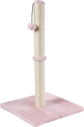 Dimaka Tall Cat Scratching Post, Claw Scratcher with Sisal Rope and Covered with Soft Smooth Plush, Vertical Scratch [Full Strectch] for Standard Size Cats (Pink, 29 inches for All Cats)