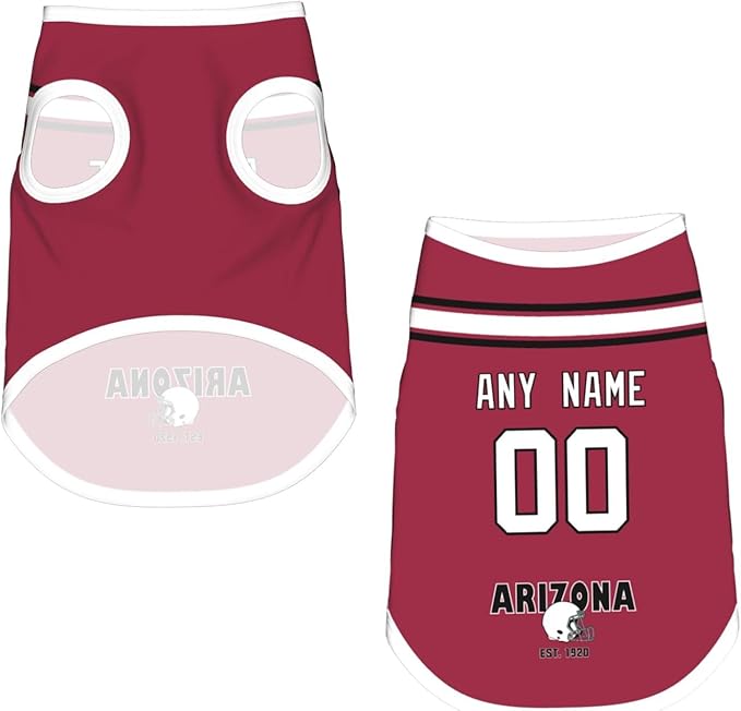 Arizona Dog Clothes Jersey Pet Jersey Customized Any Name & Number S-5XL for Small Middle and Big Dogs