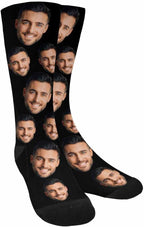 MyPupSocks Custom Personalized Photo Pet Face Socks, Cat and Dog Tracks Paws Bones Crew Socks with Picture for Men Women