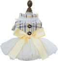 Fashion Sweet Puppy Dog Blingbling Princess Skirt Pet Dog Lace Cake Camisole Tutu Dress K-Yellow S