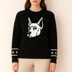 Custom Dog Knit Sweater for Women Personalized Pet Paw Print Pullover Dog Mom Gift Christmas for Pet Lovers