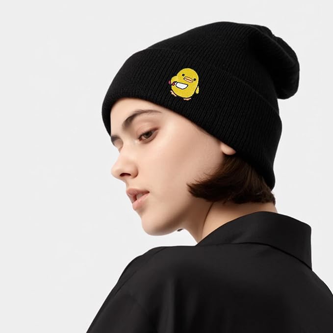 Funny Beanies Warm Knit Hats Fall Winter Black Hip Pop Knit Hat Cap for Women Men