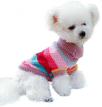 Rainbow Puppy Sweater for Small Dog Pullover Knitted Dog Sweatshirt Cable Cat Knitwear Warm Pet Clothes for Kitten Chihuahua Yorkie Toy Poodle (Rainbow, Large)