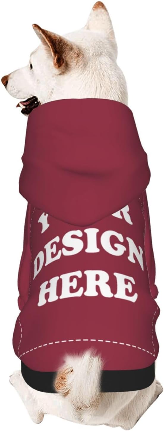 Personalized Dog Hoodie, Custom Dog Costumes for Small Dogs, Holiday Happy Dog Clothes Football Pet Shirt Sweater with Name Number for Girl/Boy Cats/Kitten, Wine, M