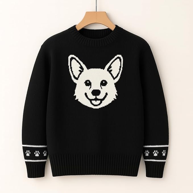 Custom Dog Knit Sweater for Women Personalized Pet Paw Print Pullover Dog Mom Gift Christmas for Pet Lovers