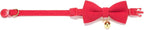 Soft Corduroy Cat Collar with Bell and Bowtie, Safety Breakaway Clasp, Adjustable for Kitten and Cats Red Color.
