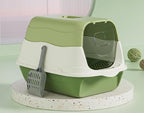 ChezMAX Cat Litter Box Cat Litter Tray with Lid Covered Large with Fully Enclosed Litter Pan Cat Toilet Cat Litter Tray with Cover Scoop