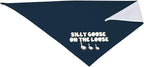 Silly Goose on The Loose Triangle Dog Bandana,Summer Bandana Funny Triangle Dogs Scarf Handkerchief Soft Adjustable Puppy Bandanas (Ink Blue)